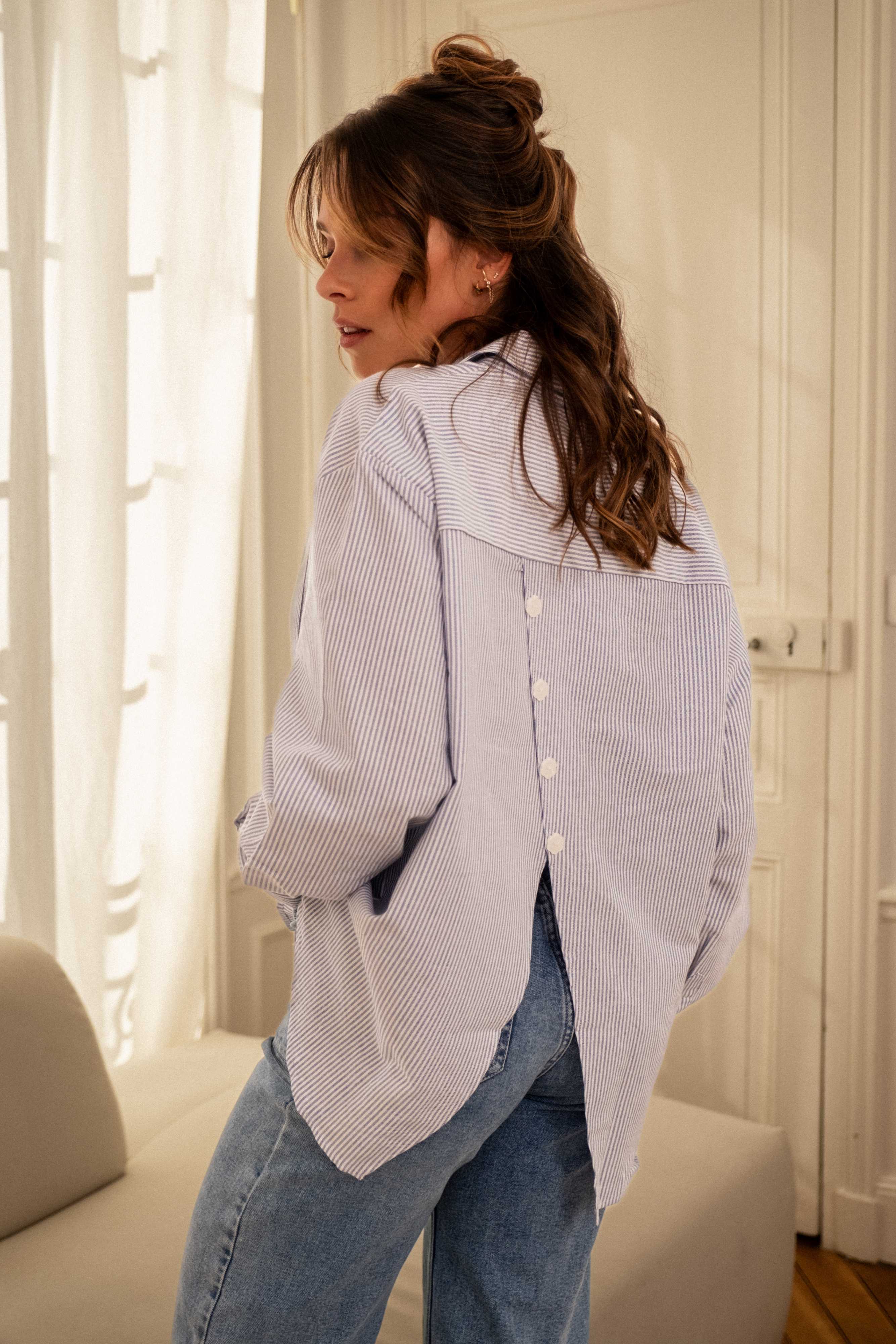 PAUEME I Chemise I Chemise Harmony - Rayee bleue
