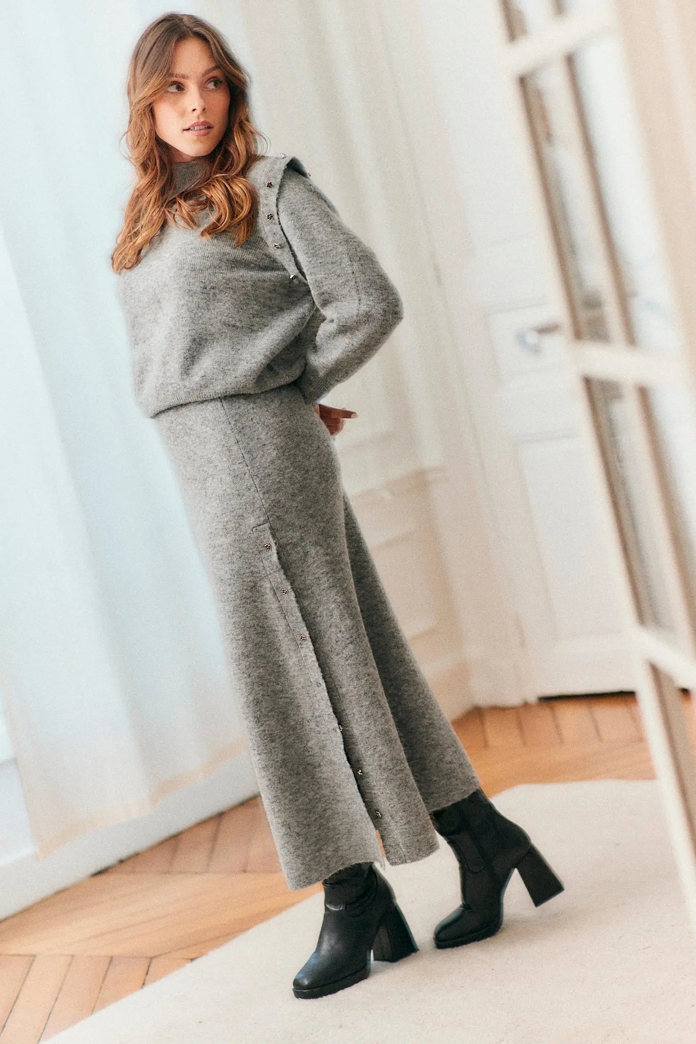 PAUEME I JUPE I Jupe longue maille Ninon - Gris