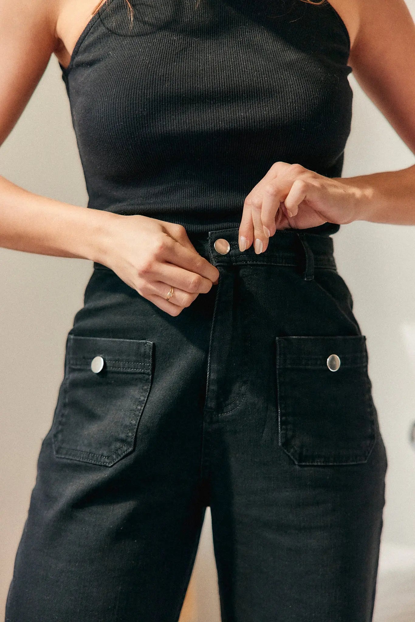 PAUEME I Jean Large I Jean à pressions Oliver - Black denim
