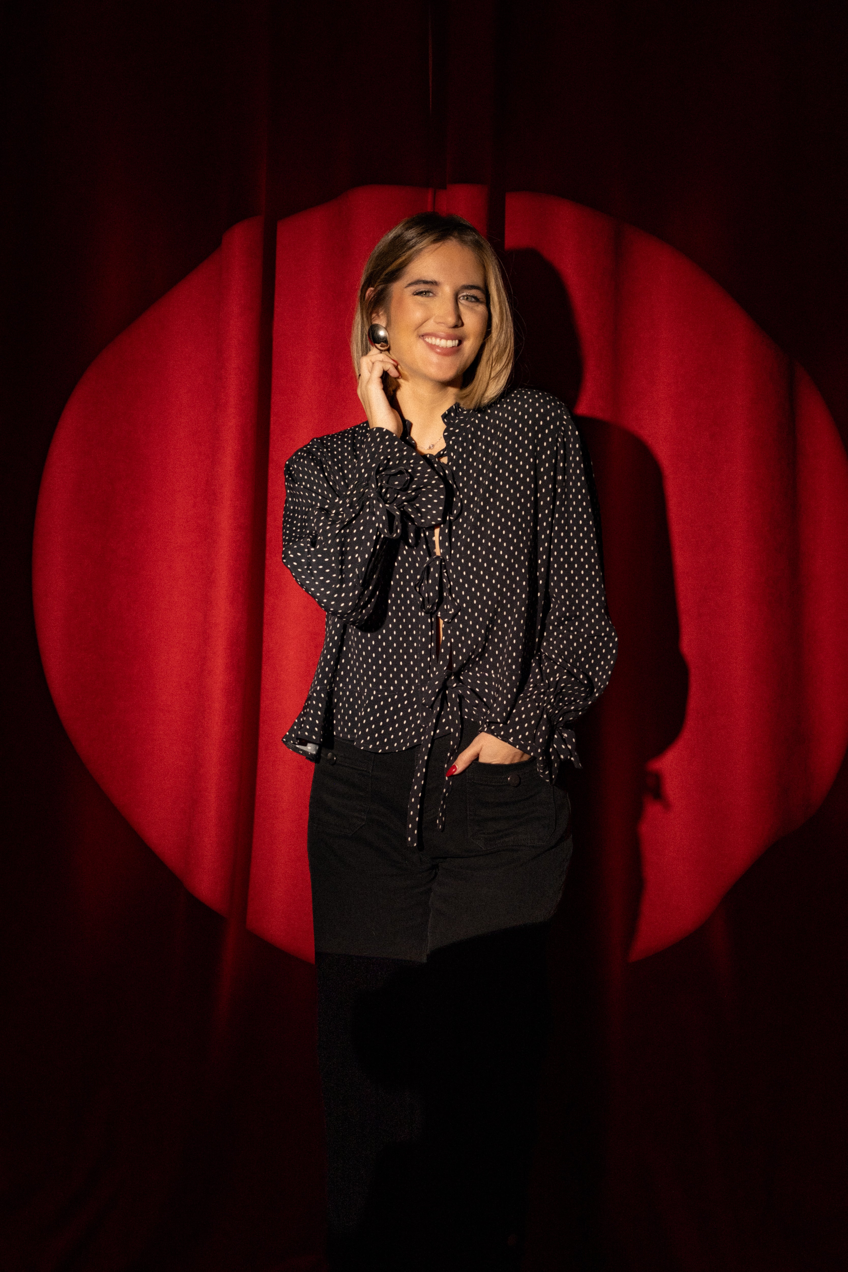 PAUEME I TOP I Blouse Gloria - Noire à pois Romance
