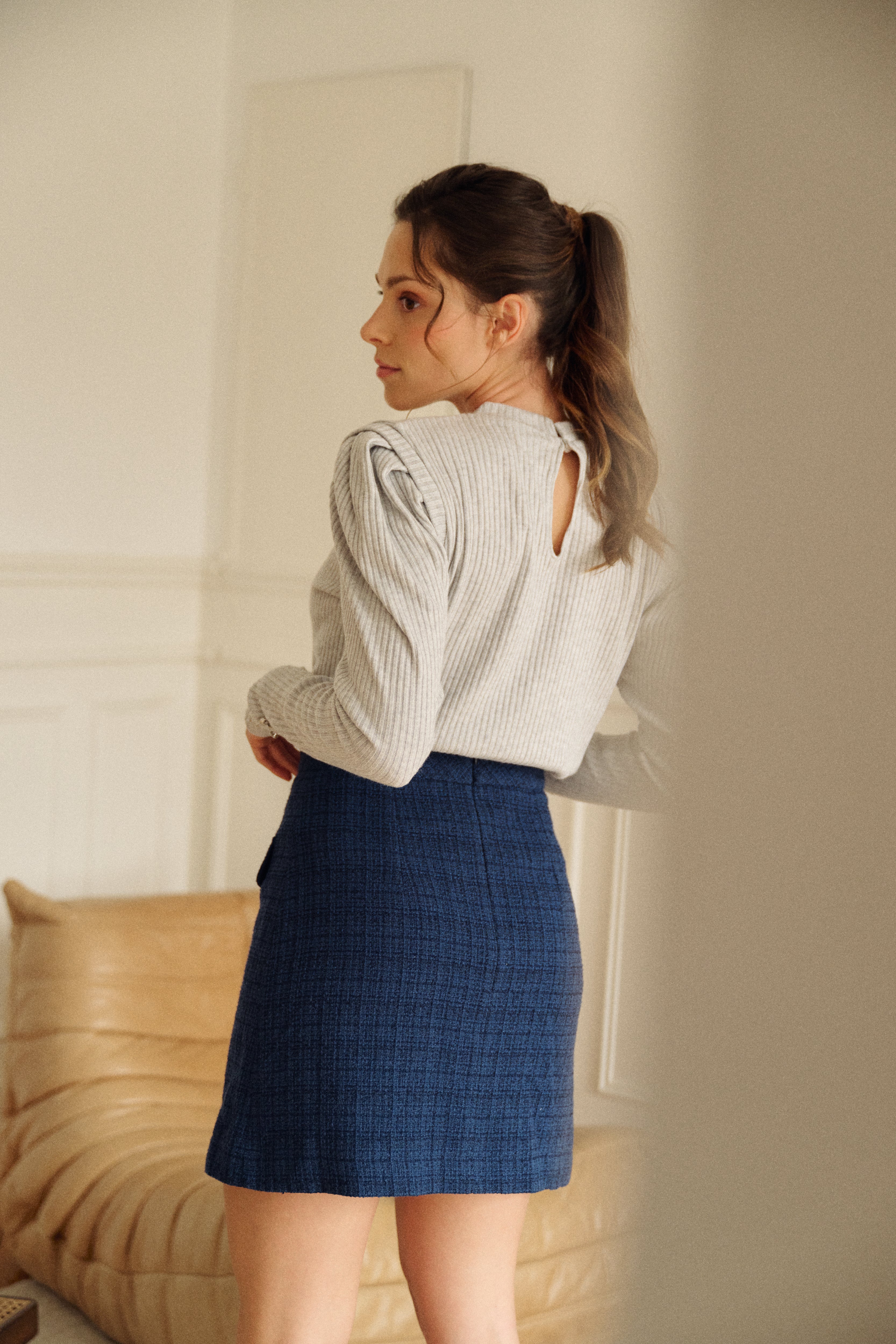PAUEME I JUPE I Jupe Blair - Tweed bleu