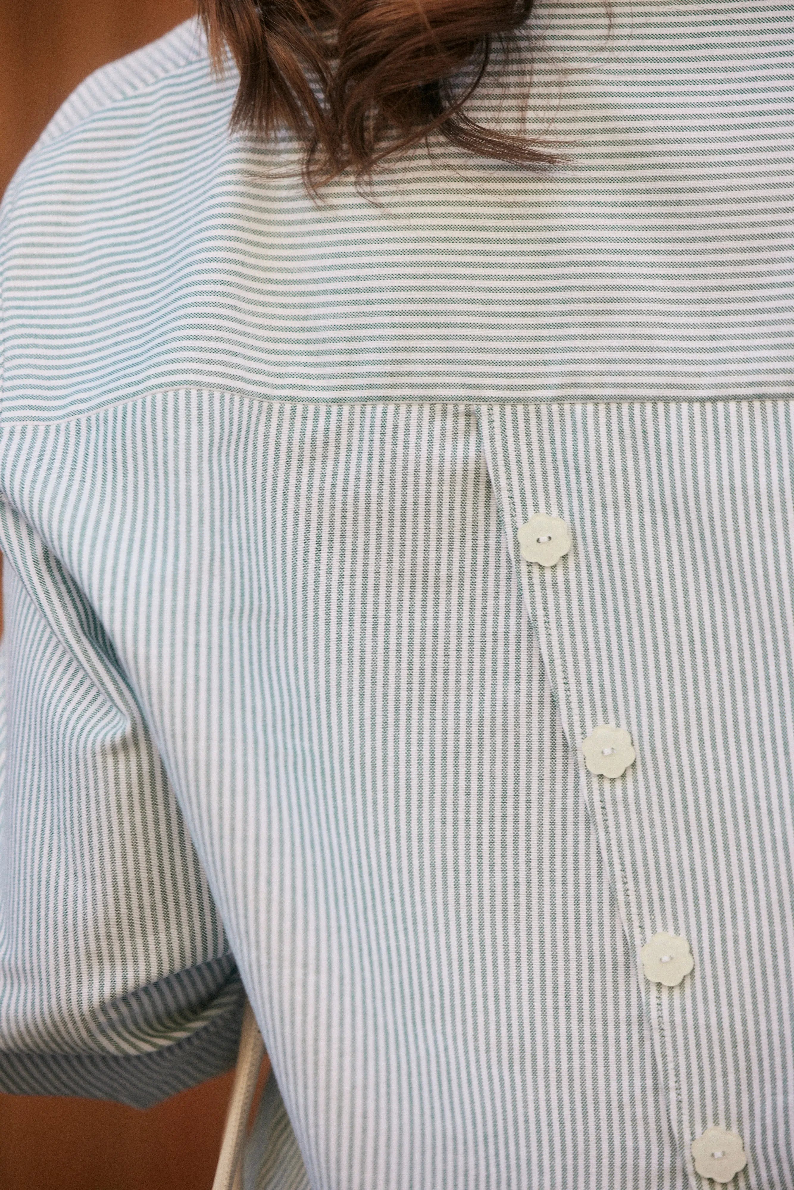PAUEME I Chemise I Chemise Harmony - Rayee blanche verte