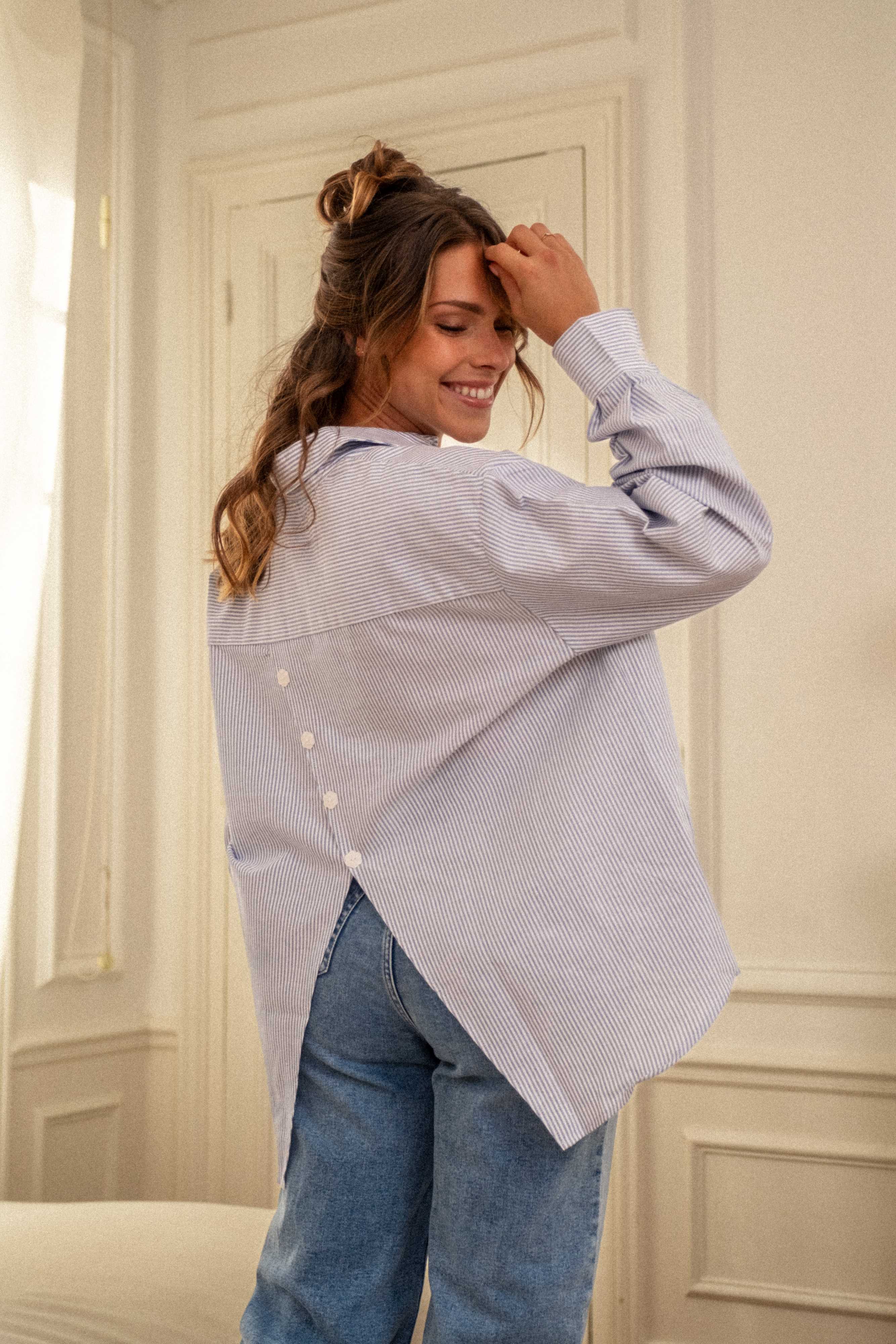 PAUEME I Chemise I Chemise Harmony - Rayee bleue