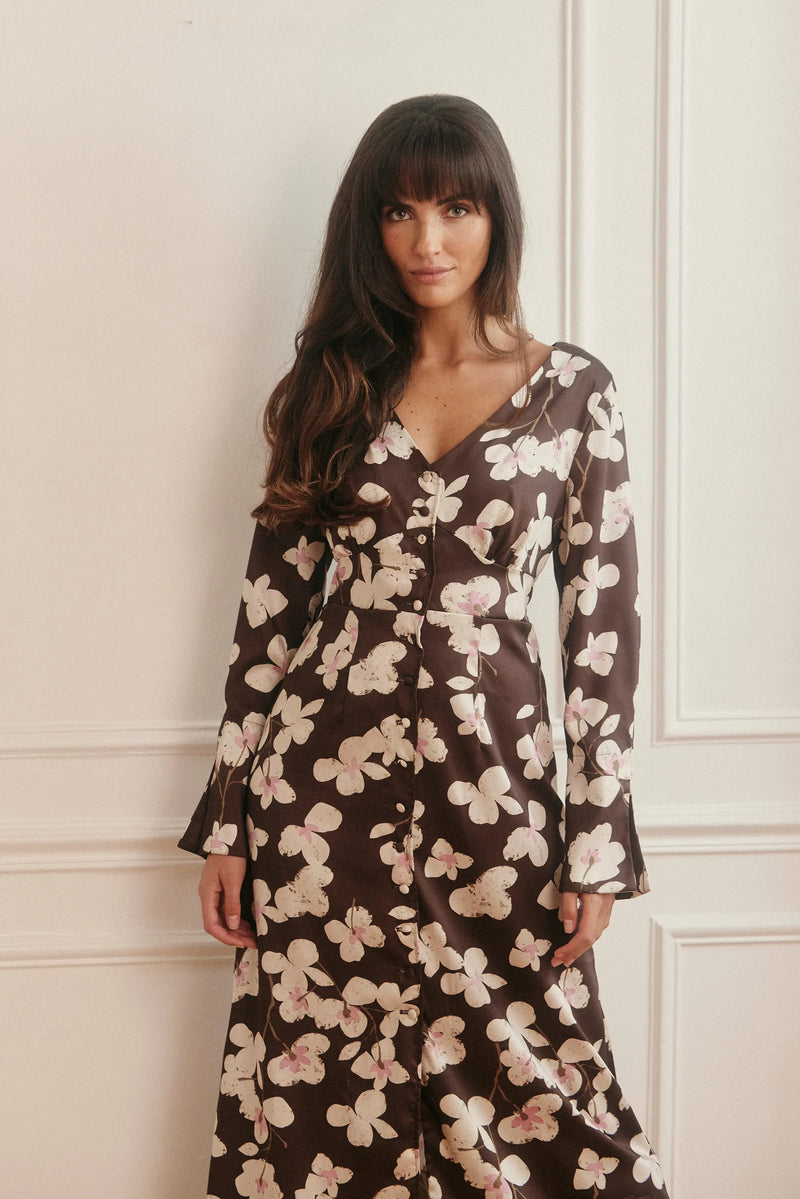 PAUEME I ROBE I Robe Olivia - Fleurs marron